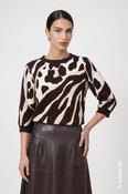 Monari Knitted Jumper with Leopard Pattern in Coffee Black