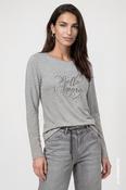Monari T-Shirt with Decorative Lettering in Light Grey Melange image