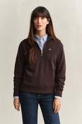 Gant Shield Half-Zip Sweat Shirt in Deep Brown image