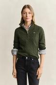Gant Stretch Cable Knit Half-Zip Sweater in Mossy Green image
