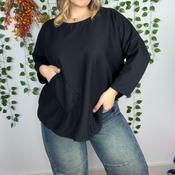 Black Long Sleeve Relaxed Tunic Top