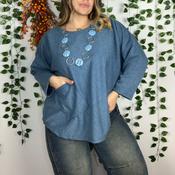 Denim Long Sleeve Relaxed Tunic Top