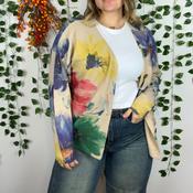 Beige Cardigan with multicolor floral design