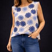 Beige and blue floral jumper