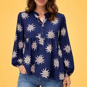 Blue blouse with white details