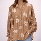 Beige blouse with white details
