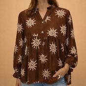 Brown blouse with white details