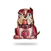 Playful Crimson Bulldog Brooch