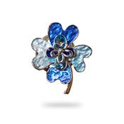 Cerulean Blossom Clover Brooch image