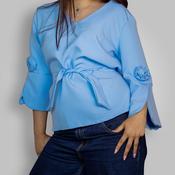 Light Blue Tie-Waist Blouse image