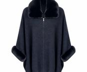 Max et Moi Faux Fur Collar Cape - Black image