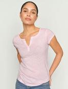 Mos Mosh Troy Tee in pink  cotton and linen mix image