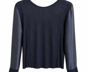 Purotatto Blouse With Silk Sleeves – Navy