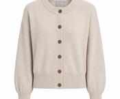 Hemisphere - Round Neck Cardigan - Stone