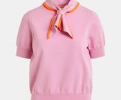 Essentiel Antwerp Jonda Tie Neck Knit pink with orange trim