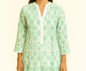 Handprint Dream Mirage dress in broderie anglaise sage green and cream image