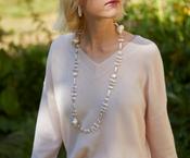 Estheme F2329EC V neck fine cashmere knit pink image