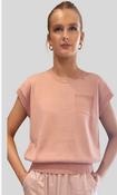 Peserico A99064F12 cap sleeve knit with metallic pocket detail dusty rose pink image