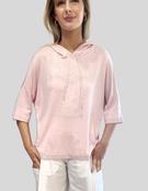 Estheme CKE62165 hooded knit with lurex trim pink image