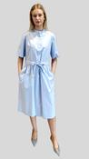 Peserico A02541  cotton dress with mandarin collar and pull belt blue image