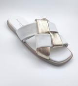 Patrizia Bonfanti Inka flat weave sliders gold/white