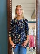 HIGH Concept long floral navy print top