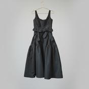 THE 2ND SKIN STRAPPY TAFFETA DRESS WITH BOWS IN BLACK