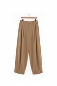 HED MAYNER CAMEL WIDE LEG PLEATED PANTS IN CAMEL image