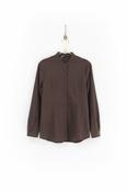 TRANSIT MANDARIN COLLAR SHIRT IN DARK BROWN