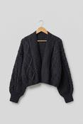 MR MITTENS DIAMOND BALLOON SLEEVE CARDIGAN | BLACK