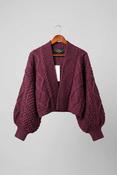 MR MITTENS DIAMOND BALLOON SLEEVE CARDIGAN | BURGUNDY
