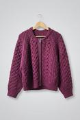 MR MITTENS ZIPPED CABLEKNIT BOMBER | BURGUNDY