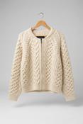MR MITTENS ZIPPED CABLEKNIT BOMBER | CREAM