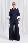 PALMER HARDING INTENTION SHIRT IN NAVY COTTON PIN STRIPE image