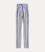VIVIENNE WESTWOOD RAF BUM TROUSERS IN BLUE/WHITE SCHOOL STRIPE image
