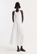 ROHE PLEATED POPLIN MAXI SHIRT IN OPTIC WHITE
