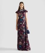 ERDEM TEXTURED SATIN SHORT SLEEVE DRAPED GOWN | FONTEYN ROSE BURGUNDY image