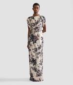 ERDEM TEXTURED SATIN SHORT SLEEVE GOWN | FONTEYN ROSE PEARL image