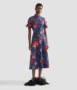 ERDEM HEAVY COTTON POPLIN A-LINE MIDI SKIRT | FONTEYN ROSE NAVY image