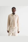 BELLEROSE JOHAN STRIPE SHIRT IN TAN/WHITE image