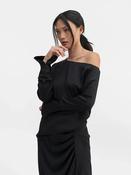 AHLVAR GALLERY CHINEY SILK BLOUSE IN BLACK image