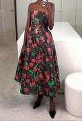 BERNADETTE DETTE DRESS | ROSE BRANCHES - RED ON BLACK image
