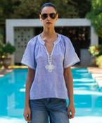 ROSE AND ROSE FOXGLOVE TOP IN BLUE image