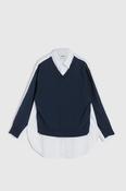HED MAYNER WHITE SHIRT WITH NAVY KNIT FRONT
