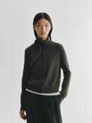 LISA YANG CHELSEA SCARF IN DARK FERN/GRAPHITE image