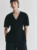 LISA YANG DOUBLÉ V NECK TOP IN BLACK image