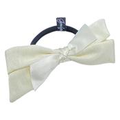 JENNIFER OUELLETTE GROSGRAIN BOW &amp; SATIN HAIR TIE IN IVORY