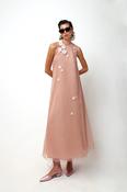 THE 2ND SKIN MIDI DRESS WITH EMBROIDERED FLOWERS. Available in two colours - pink and black