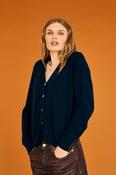 JUMPER 1234 DISTRESSED VEE CARDIGAN IN NEW NAVY