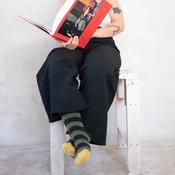 BONNE MAISON CACTUS/BLACK/AMBER STRIPED MID-CALF SOCKS image